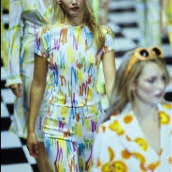 True vintage 1996 Gianni Versace pant-set “neon highlighter scribble” size 8/42 - Picture 2 of 11